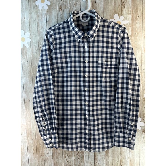 J.Crew Women's Button Up Shirt Womens Sz 8 Blue Black Plaid Printed Top Lot of 3 - Picture 5 of 14